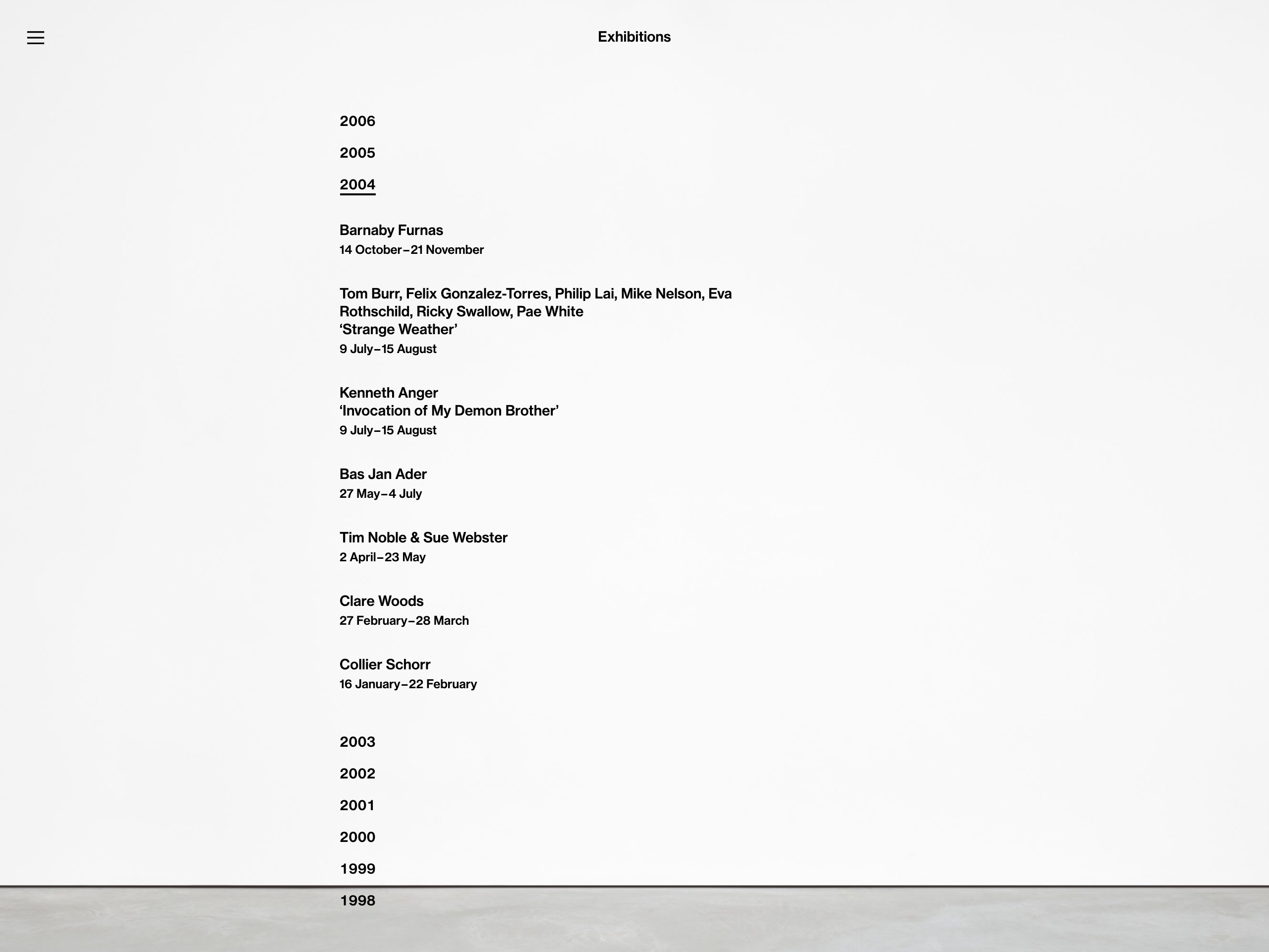 Exhibitions page